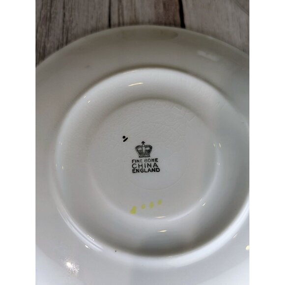 VTG Yellow Fine Bone China Teacup and Saucer Set With Pink Rose Made in England - Picture 4 of 7